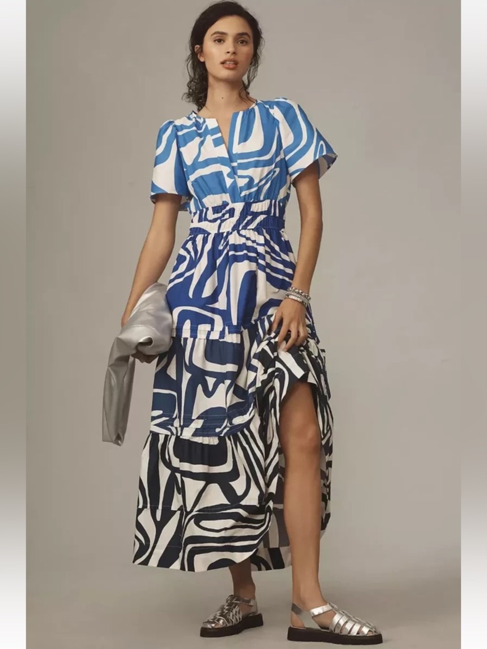 Anthropologie The Somerset Maxi Dress in shades of blue and white